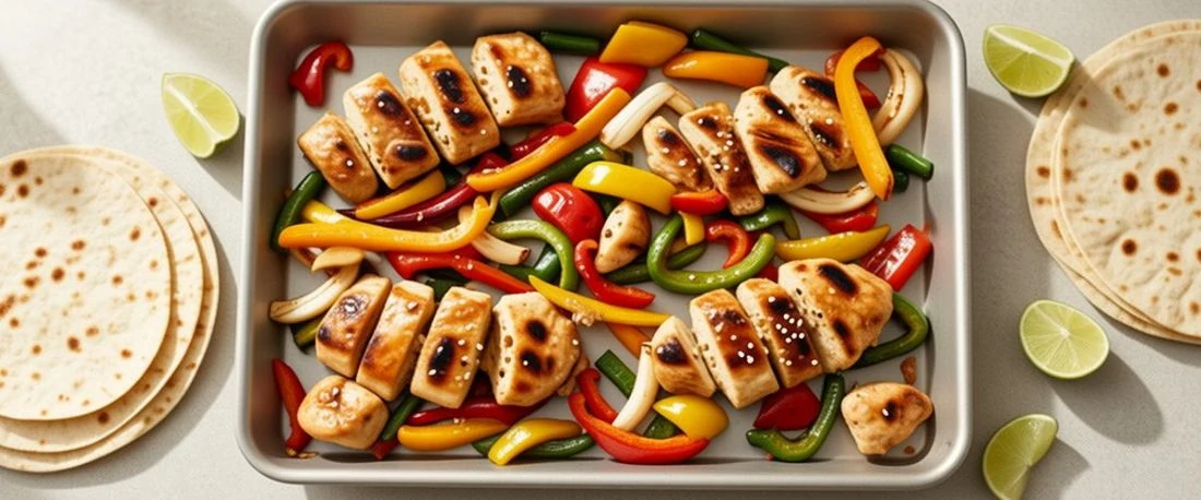 Sheet-pan chicken fajitas, one of the twenty recipes
