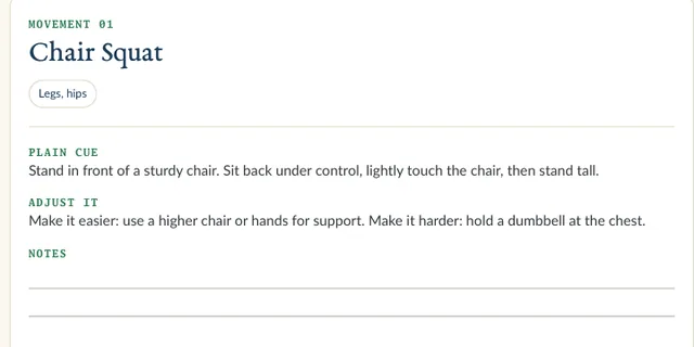 Chair Squat movement card preview