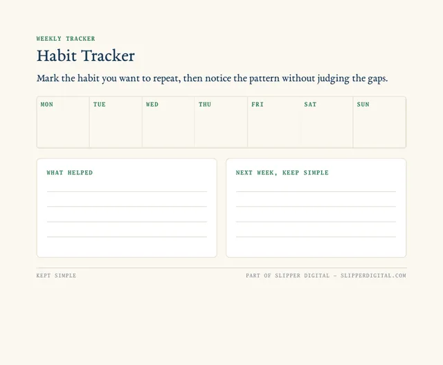 Free one-page habit and wellness tracker
