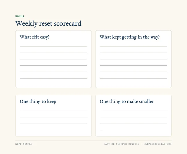Weekly reset scorecard page