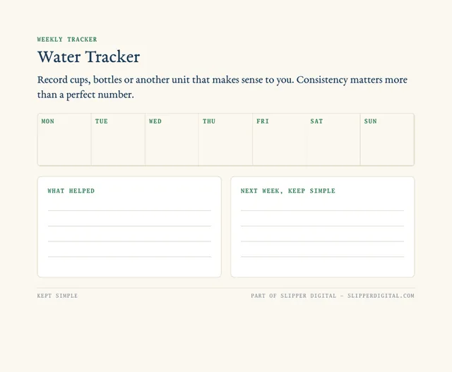 Weekly water tracker page